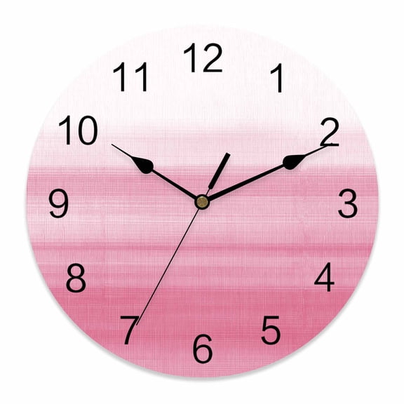 Wall Clock Pink White Clocks PVC Silent Non-Ticking Battery Operated Decorative Ombre Abstract Round Clock for Home Living Room Kitchen Bedroom Office School Wall Decor 14 Inch