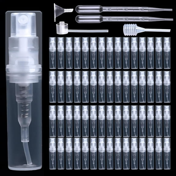 60 pcs Broken Perfume Spray Bottles, 2 Milliliter Mini Transparent Perfume Spray Bottles, for Filling, Plastic Perfume Vials, Suitable for Carrying When Going Out