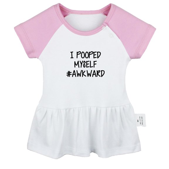 I Pooped Myself #Awkward Funny Dresses For Baby, Newborn Babies Skirts, Infant Princess Dress, 0-24M Kids Graphic Clothes (Pink Raglan Dresses, 18-24 Months)