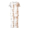 thumbnail image 3 of Tnhcen 2-Piece Women's Print Summer Pajama Set Comfy Short Sleeve Capri Pants with Pockets Homewear S-3XL, 3 of 6