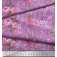 thumbnail image 3 of Soimoi Tissu en Velours Rayé, Feuilles & Roses Imprimé Floral au Mètre 58 Pouces de Large, 3 of 3