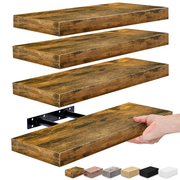 Sorbus Floating Shelves, Wall Shelves for Bedroom, Kitchen, Living Room, Bathroom Shelves Over The Toilet (4-Pack)
