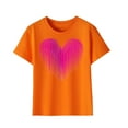 thumbnail image 2 of Piuwrlz T-Shirts Tops for Kids Girls Short Sweatshirt Sleeve Solid Color V-Neck T Shirt Top Orange Size 9 Years, 2 of 4