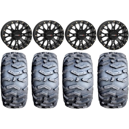 System 3 ST-3 Black 14 Wheels 26 MotoForce Tires Kawasaki Mule Pro FXT