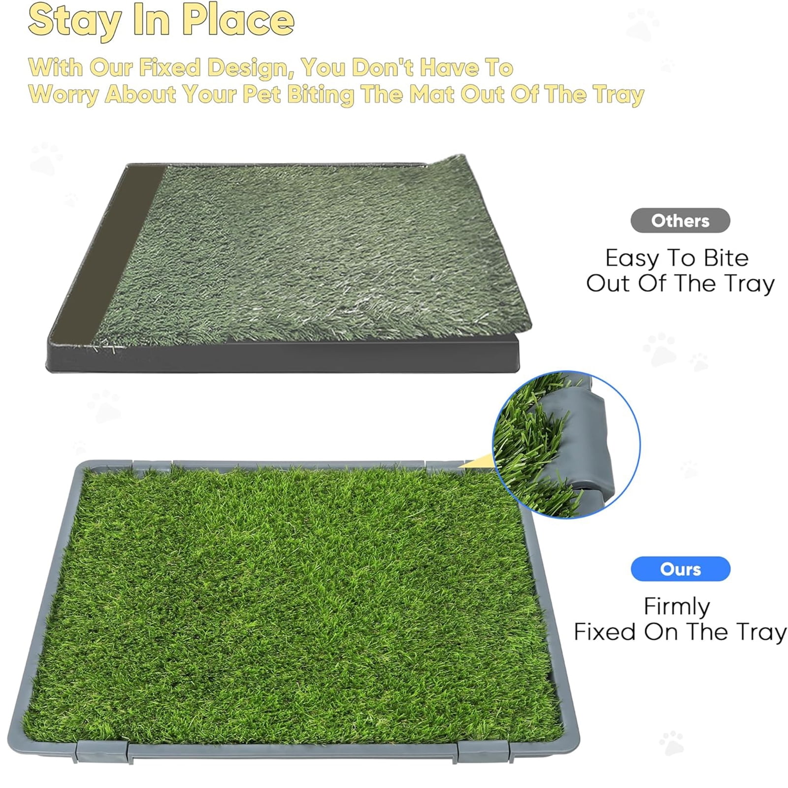 Dog Grass Pad with Tray,Reusable Training Pad with Replaceable Artificial Grass,Quick Absorbent Indoor Portable Dog Patio Potty,Washable Pee Pad For Puppy (Gray Tray + 2 Grass Pads for Replacement)