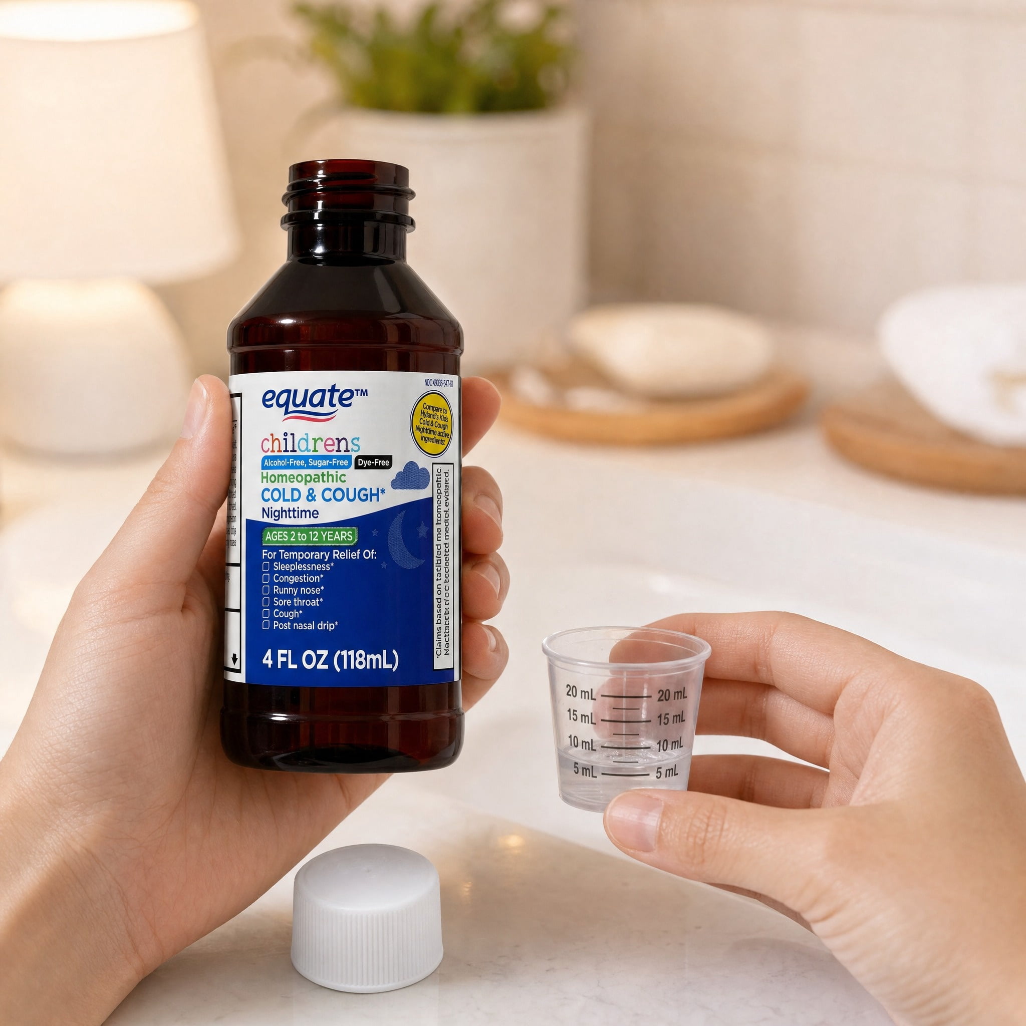 (3 pack) Equate Children's Homeopathic Daytime and Nighttime Cold and Cough Liquid Value Pack, 8 fl oz, 2 Pack