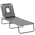 thumbnail image 1 of Outsunny Chaise Longue d'Extérieur Réglable - Enfants, Gris, 1 of 10