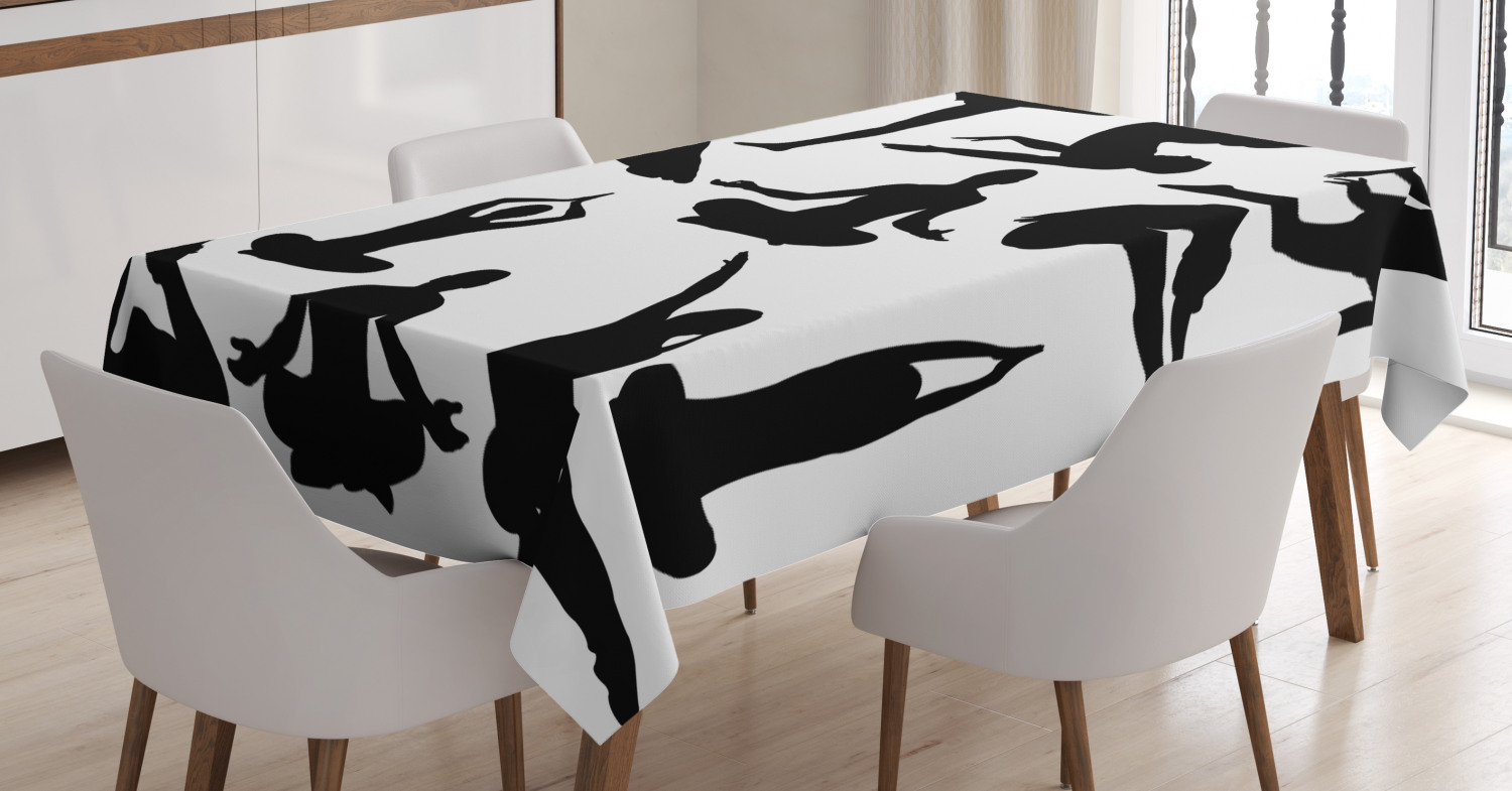 Meditation Tablecloth, Yoga Postures Woman Body Relaxation Chakra