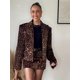 thumbnail image 1 of Conjuntos elegantes de minifalda de leopardo y animales para mujer, chaqueta elegante con solapa, Falda corta de línea A, traje de 2 piezas, trajes de oficina para mujer, 1 of 5