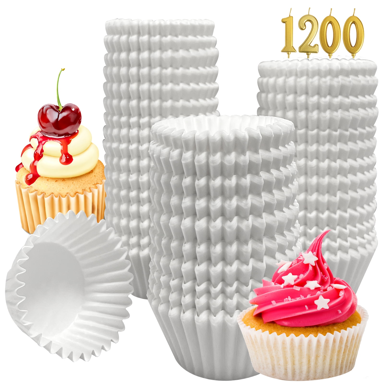 DRIDOUAM 1200 Count Standard Size Cupcake Liners White Muffin Liners