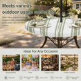 thumbnail image 6 of Round Outdoor Tablecloth with Umbrella Hole and Zipper, Sage Green Striped Tablecloth with Elastic Waterproof, Farmhouse Aesthetic Modern Stripes Patio Table Covers for 36" - 44" Picnic Pool Tables, 6 of 9