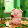 thumbnail image 4 of Eoozwa Cute Flower Holding Pig Plush Toy Four Leaf Clover Pink Doll Gift for Holiday Decoration and Soft Cuddly Stuffed Animal, 4 of 6