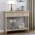 thumbnail image 2 of P PURLOVE Console Table Sideboard Wooden Sofa Table with 2 Drawers and Bottom Shelf for Bedroom (Grey), 2 of 4