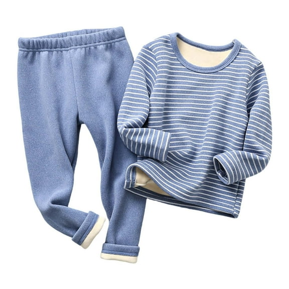 Savings Deals Children's Thermal Underwear Set Padded And Thickened Winter Boys Boys Baby Fall Clothes And Pants Blue 4Years