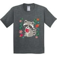 thumbnail image 3 of Inktastic Woodland Raccoon Spring Flowers Youth T-Shirt, 3 of 5