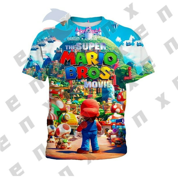 Nuevo 2023 El Super Mario Bros Película Impresa Niños Niñas Camisetas Moda 3-13 Años Camisas De Manga Corta Gao Jiahui unisex