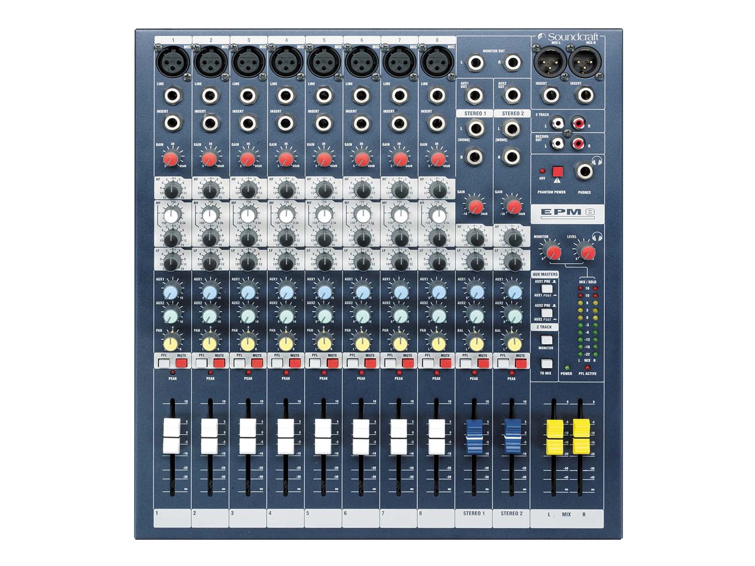 Soundcraft EPM8 8 Mono+2 Stereo Ch. 2 Bus Recording Mixer+Condenser Microphone