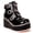 Black/Pink, variant on Womens Platform Chunky Ankle Boots Round Toe Zipper High Heels Buckle Thick Sole Booties,White Hologram