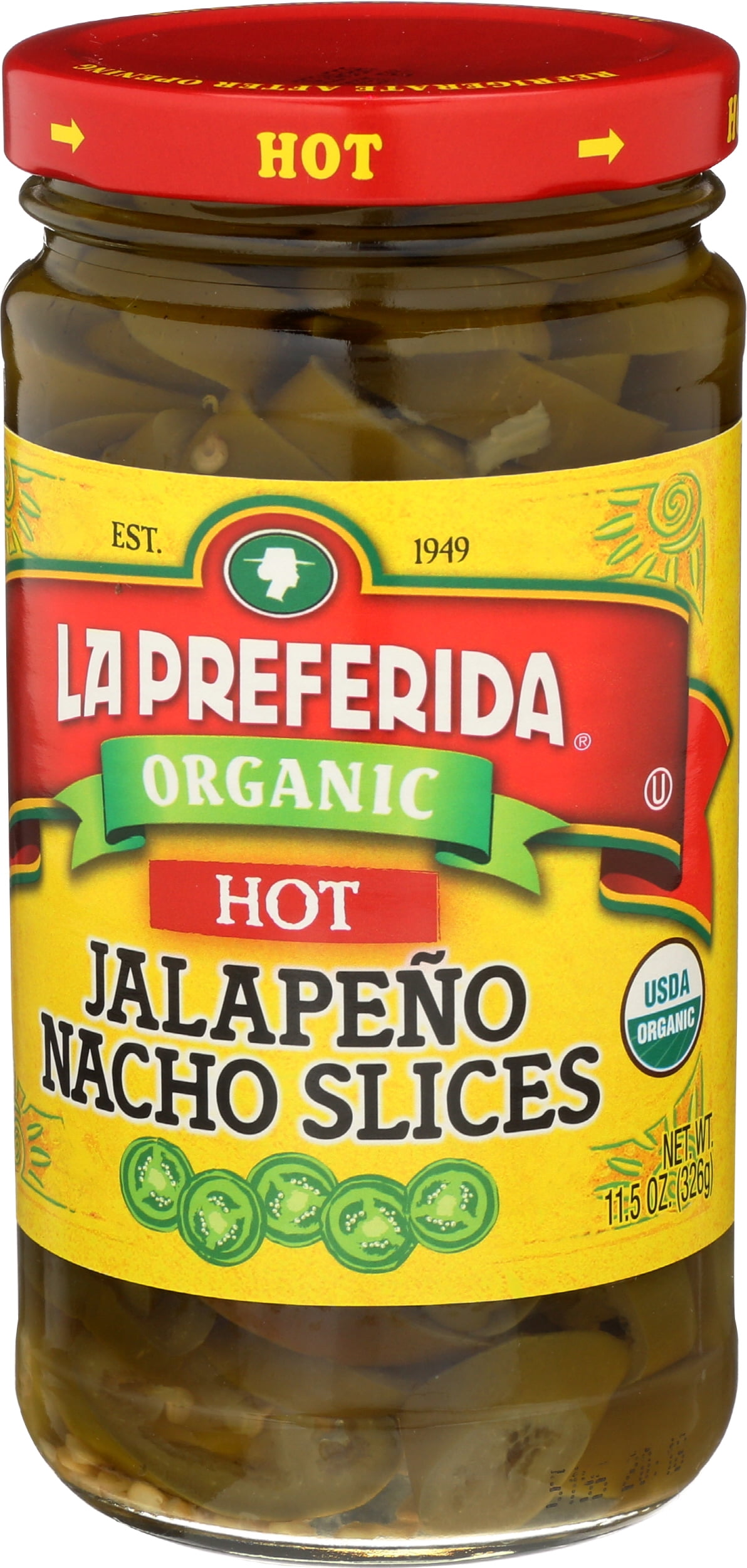 Pack of 12, La Preferida Organic Hot Jalapeno Slices, 11.5 oz