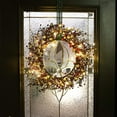 thumbnail image 2 of Red Co. 22” Light-Up Christmas Wreath with Red and Cream Pip Berries, Battery-Operated LED Lights with Timer, 2 of 6