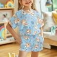 thumbnail image 4 of Uourmeti Kids Girls Loungewear Suit Hamster Heart Summer Short Sleeve Cap T Shirt and Graphic Shorts for Girls Hawaii Beach Outfit, 4 of 5