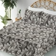 thumbnail image 3 of Ambesonne Tropical Leaves Fitted & Flat Sheet with Shams 4 Pcs Set, Boho Jungle Exotic, Queen, White Charcoal Grey, 3 of 5