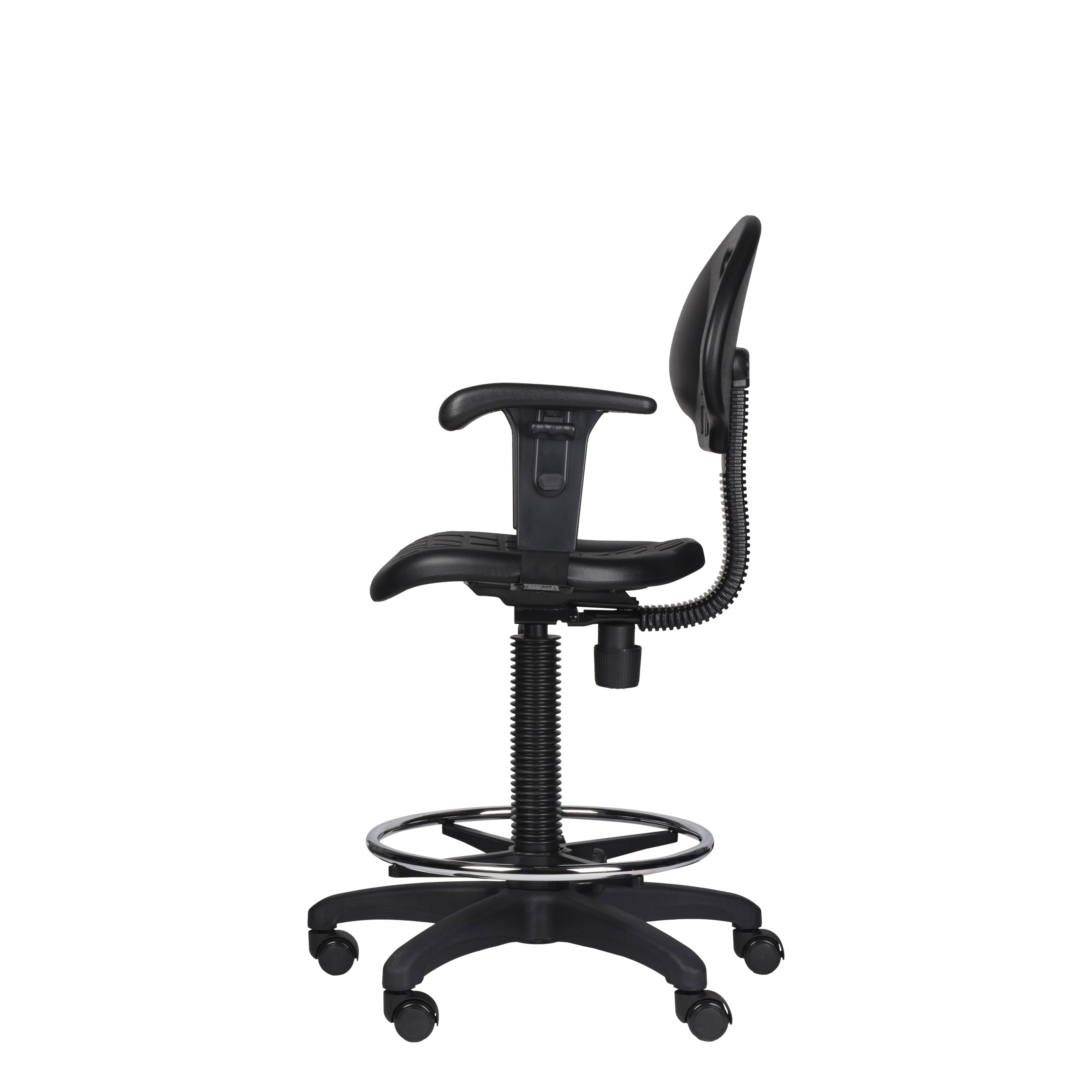 Hampden Furnishings Romulus Collection 22-32" Rolling Task Chair with Armrest, Black