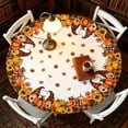 thumbnail image 2 of Fall Tablecloth, Round Pumpkins Maple Leaves Decorative Thanksgiving Table Cover for Kitchen Dining Picnic Tabletop Indoor Outdoor Party Decor L, 2 of 6
