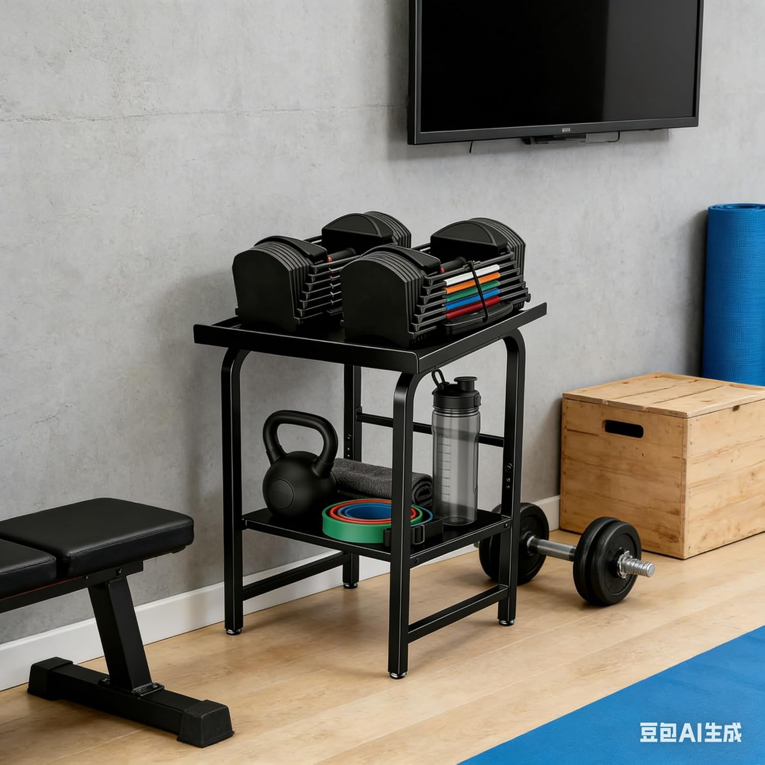 XILIHAI 500LBS Heavy Duty Dumbbell Rack, 2-Tier Weight Stand for Home Gym, Anti-Slip Space-Saving Storage (Rack Only)
