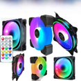 thumbnail image 2 of Ventilador de chasis con control remoto RGB de 12 cm con batería y color mágico, radiador de computadora silencioso con controlador, 2 of 4