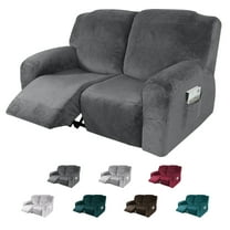 CJC Velvet Recliner Covers, Stretch Armchair Slipcovers, 6-Piece for Loveseat Reclining Sofa, 2 Seater Recliner Protector, 7 Colors