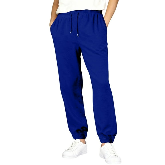 Elastic Waist Sweatpants for Men - Classic Fit Casual Lounge Cozy Drawstring Sweat Pants Joggers with Pockets Royal Blue 2XL