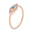 thumbnail image 2 of Bling Jewelry Womens Minimalist Cocktail Statement Ring: 14K Rose Gold Plated Sterling Silver Evil Eye, 2 of 6