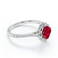 thumbnail image 3 of JeenMata 1.5 Carat Cushion Cut Handmade Blood Red Lab Created Ruby Engagement Ring in 18k White Gold over Silver, 3 of 7