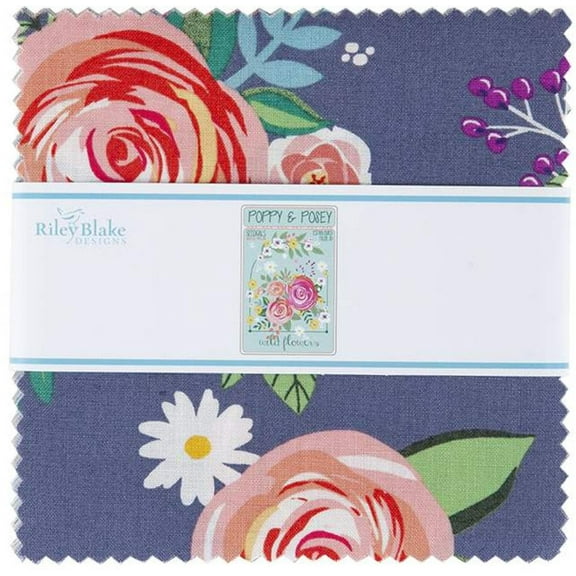 Poppy & Posey Riley Blake Stacker by Dodi Lee Poulsen; 42 - 5" Precut Fabric Quilt Squares