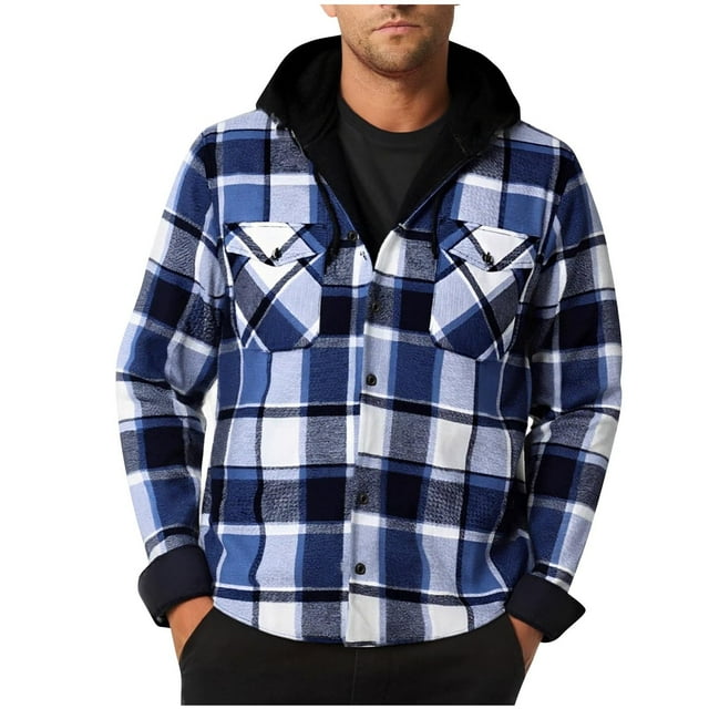 Ceisia Men's Outdoor Sports Jacket Hooded Long Sleeve Winter Regular Fit with Button Gift
