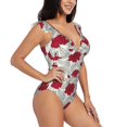 thumbnail image 3 of Disketp Leaves PrintWomen's Ruffled One Piece Swimsuit V Neck-XX-Large, 3 of 8