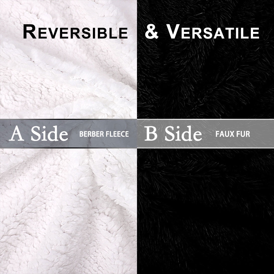 Unique Bargains Shaggy Faux Fur Soft Sherpa Blanket Black Throw(50" x 60")