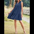 thumbnail image 4 of Vestidos de Mujer Verano 2025, Escote en V, Abotonados, Sin Mangas, Minivestido de Tirantes, con Bolsillos, Azul Marino, Talla M, 4 of 8