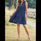 thumbnail image 4 of Vestidos de Mujer Verano 2025, Escote en V, Abotonados, Sin Mangas, Minivestido de Tirantes, con Bolsillos, Azul Marino, Talla M, 4 of 8