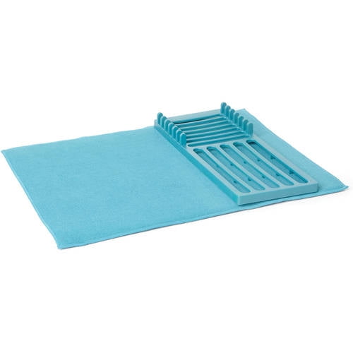 Mainstays Drying Rack and Microfiber Dish Drying Mat for Kitchen