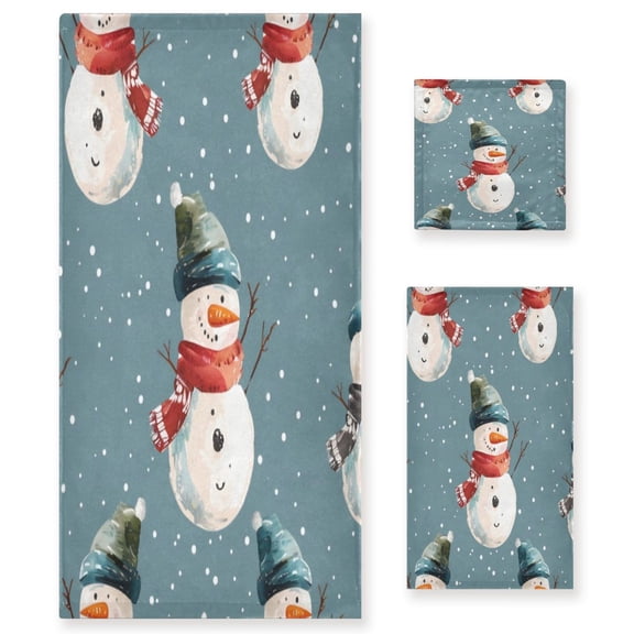 Three-Piece Towel Set Face Towel Towel Set Hand Towel Bath Towel Cotton Bath Towels Bath Towel Sets Hand Bath Towels Winter Snowman