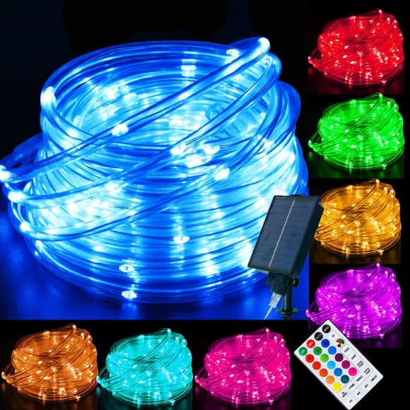 Luces solares tipo cuerda LitHome, 10 m, 18 colores, 100 LED, impermeables