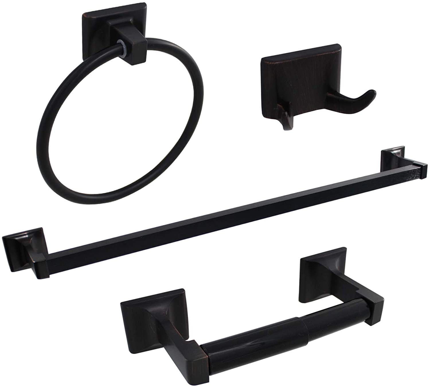 Formosa Design Hardware 4 Piece Zinc Alloy Bath Accessories Sets, Black