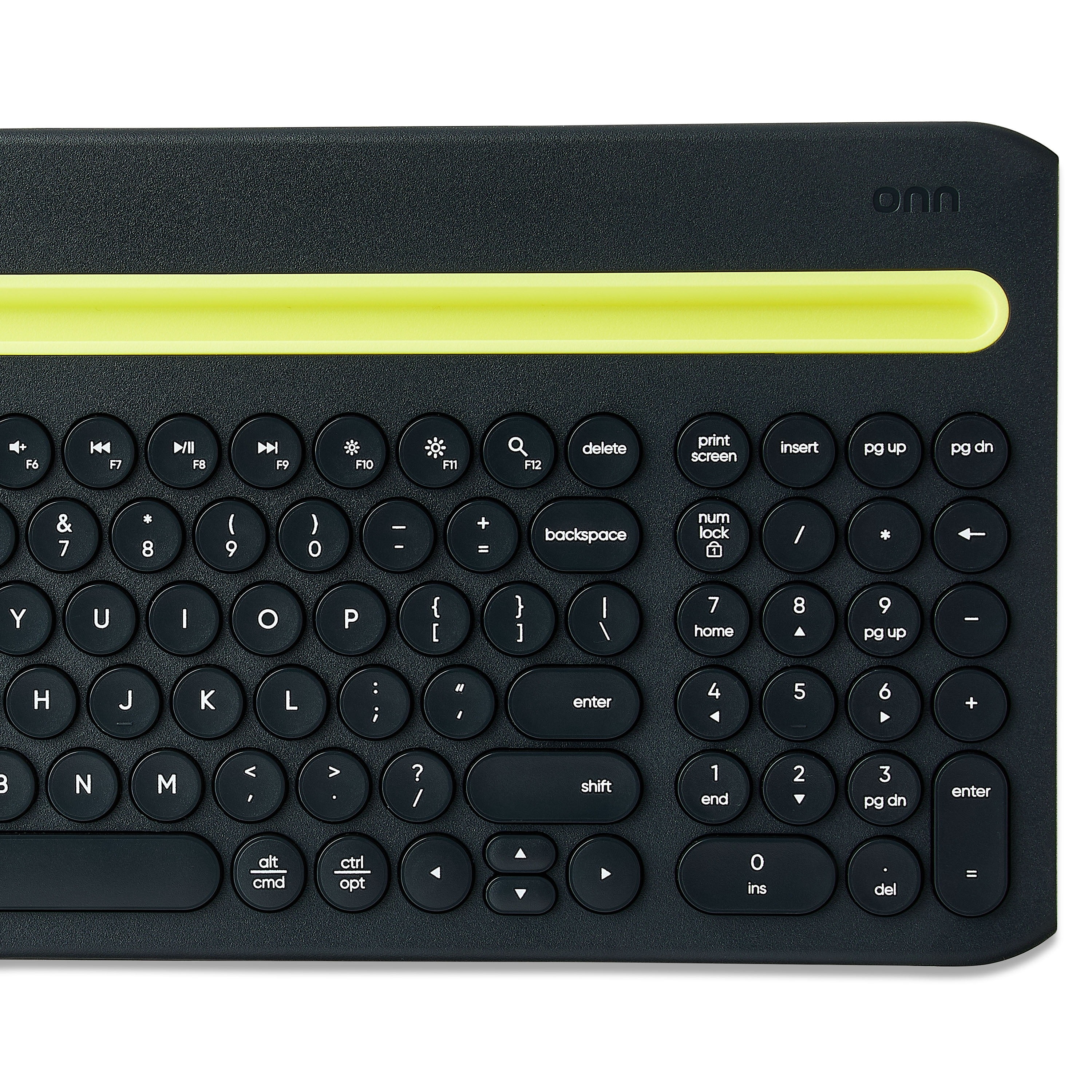 onn Set de teclado inalámbrico de tamaño completo y mouse de 3 botones, gris y amarillo 5