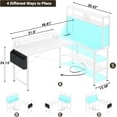 thumbnail image 4 of Homieasy L Shaped Gaming Desk with Power Outlets & LED Lights, Small L- Shaped Desk Computer Corner Desk with Monitor Stand & Storage Shelf, Home Office Desk Writing Desk with Storage Bag, White, 4 of 8