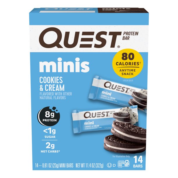 Quest Mini Cookies & Cream Protein Bar, Keto Friendly, 0.81 oz, 14