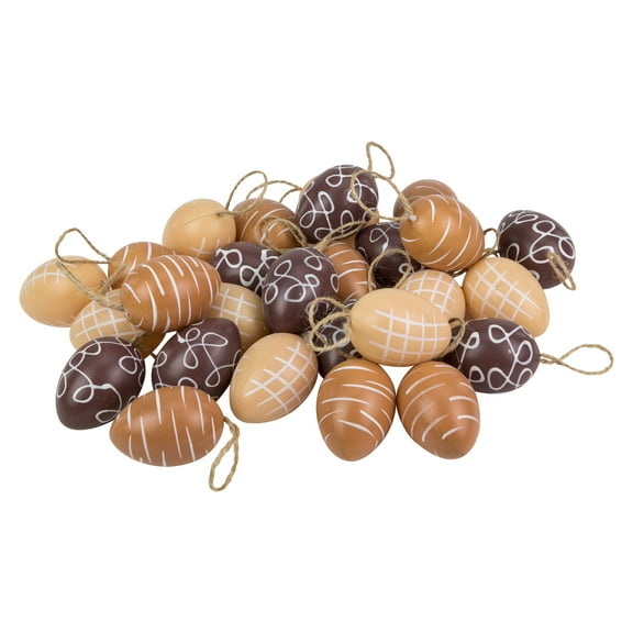 Northlight 27ct Painted Design Spring Easter Egg Ornaments 2.25" - Brown/Tan