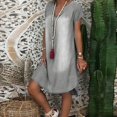 thumbnail image 3 of OUSITAID Robe en Jean à Manches Courtes Col en V Longueur Genou, 3 of 6