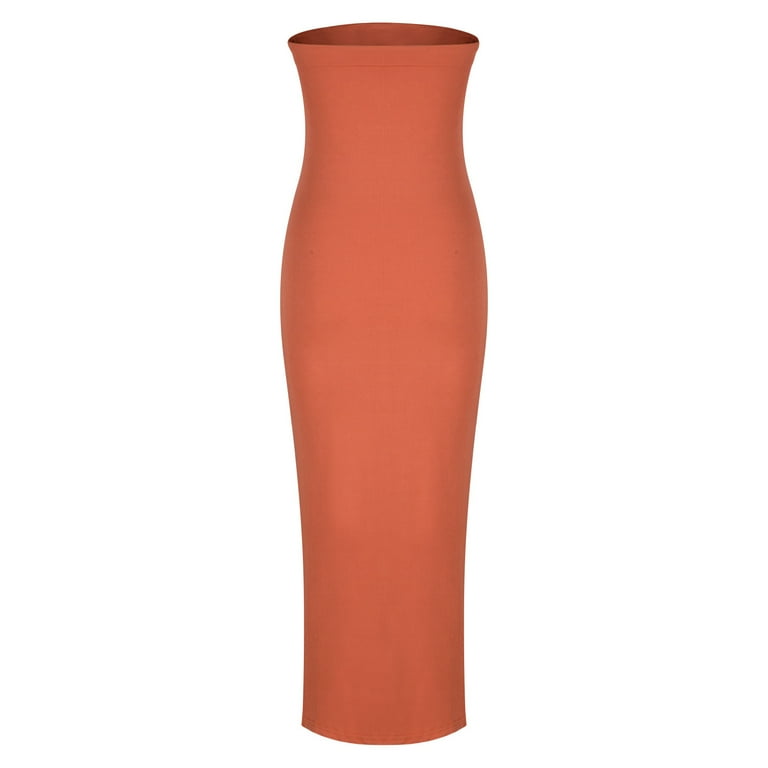 open lace back dress Sarves Maxi Dress in Rib Dark Orange